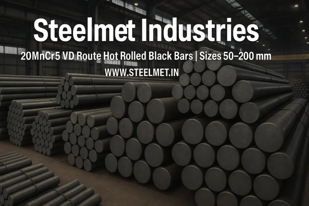 20MnCr5 VD Route Hot Rolled Black Bars in 50–200 mm diameters – Steelmet Industries