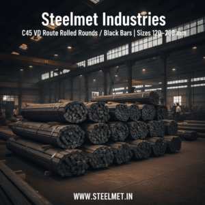Stacked steel bars in industrial setting