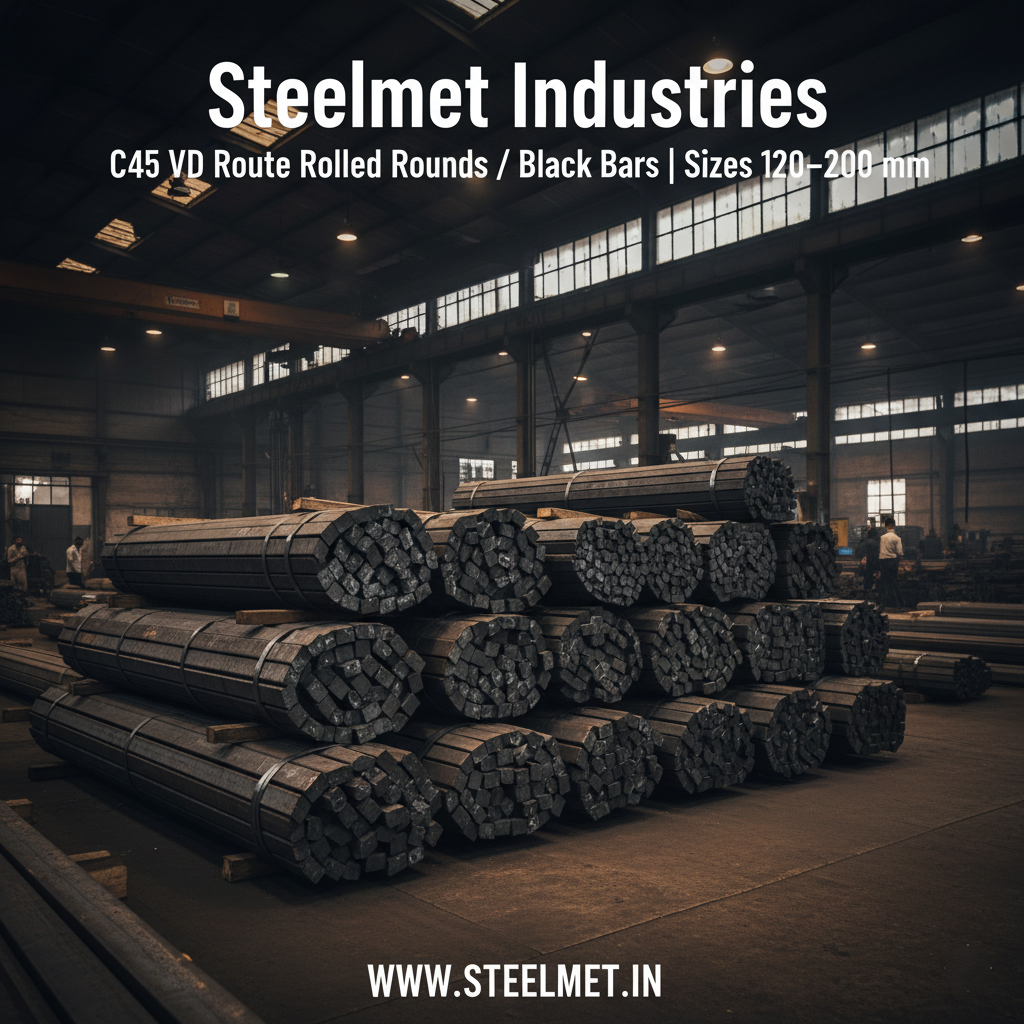 Stacked steel bars in industrial setting