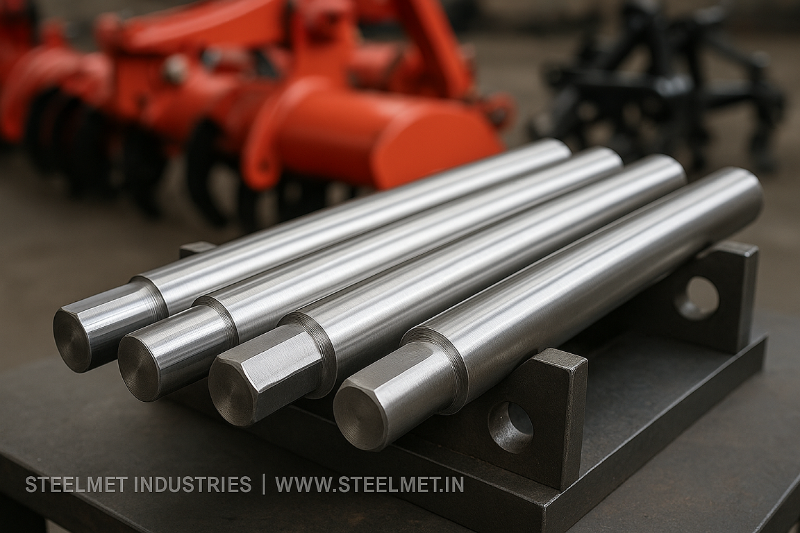 Bright steel bars prepared for machining into tractor linkage pins, shafts and rotavator components