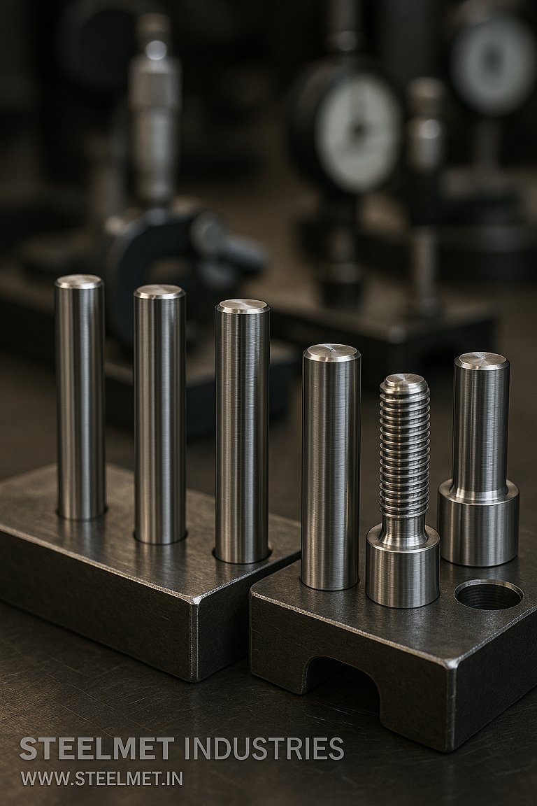 Bright steel bars and turned fastener blanks on inspection fixtures