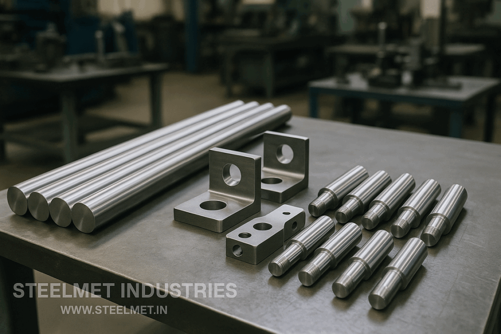 Bright bars and fabricated brackets for assembly