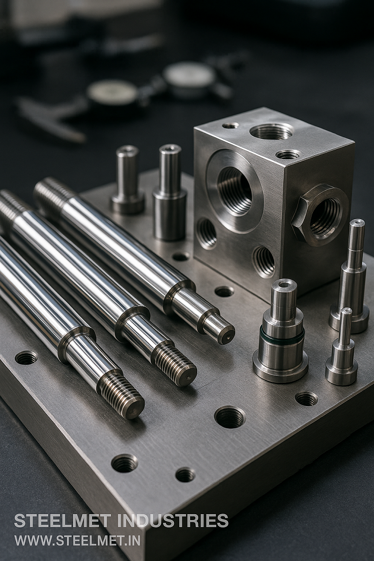 Bright steel bars prepared for machining into hydraulic rods, spools and pump shafts