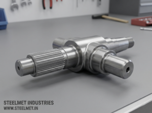 technical view of differential pinion shaft machined from steel bright bar
