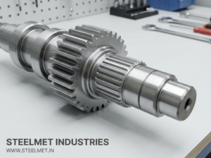 technical view of gear shaft machined from steel bright bar