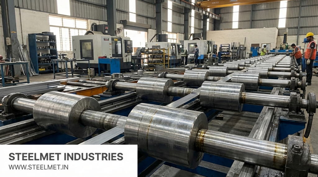 Guide rollers manufactured from bright steel bars in industrial machinery
