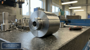 Machined guide roller showing surface finish from bright steel bar
