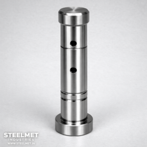 Technical view of king pin showing grooves and cross holes