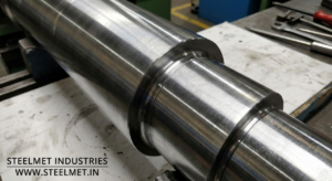 Close-up of precision machined machine shaft from bright steel bar
