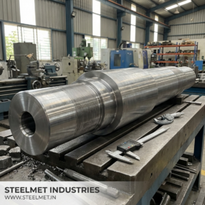 Close-up of precision machined packaging machine shaft from bright steel bar