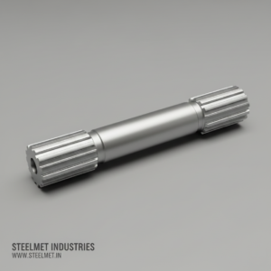 Technical view of PTO shaft showing splines, straightness and cylindrical geometry

