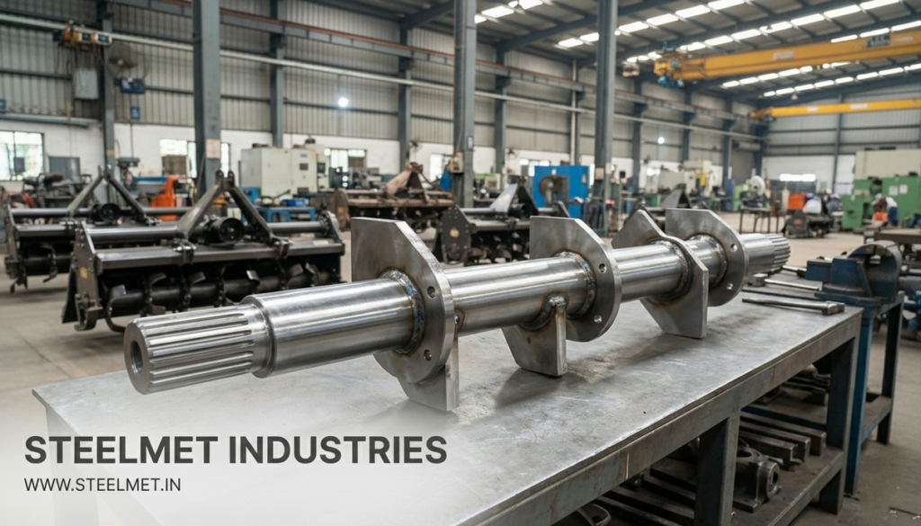 Rotavator shaft manufactured from steel bright bar for agricultural machinery