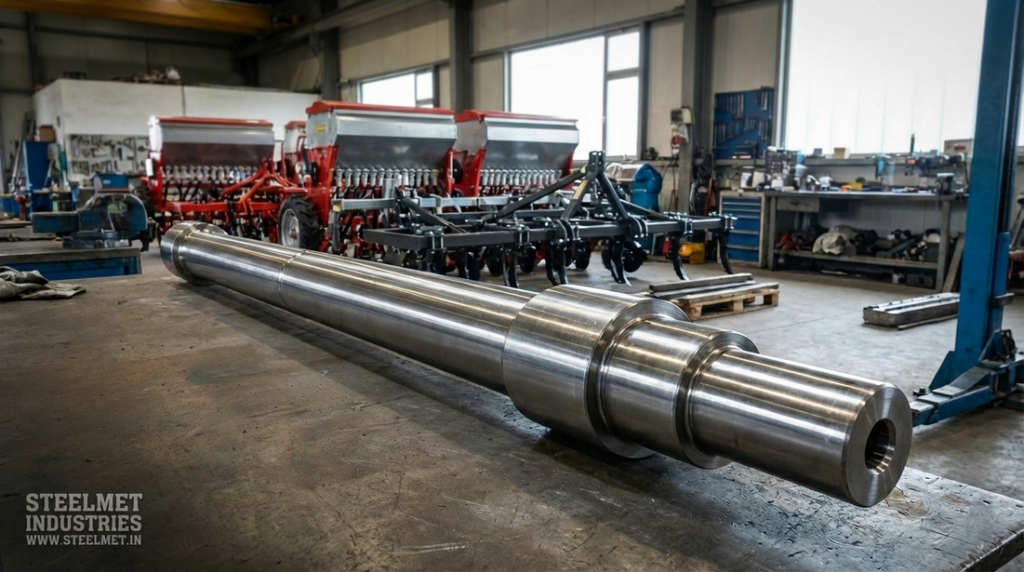 Seed drill shaft manufactured from bright steel bar