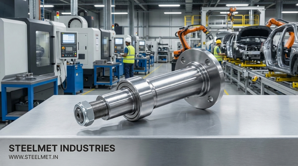 Stub axle manufactured from steel bright bar for automotive applications