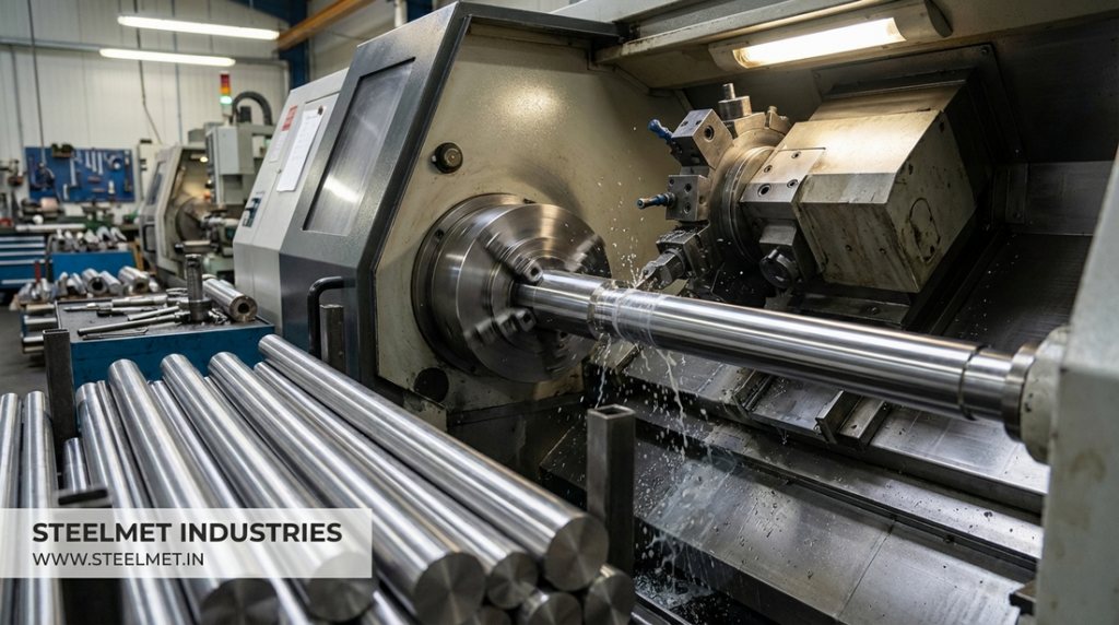 Machining of tractor shaft from bright steel bar