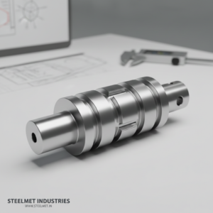 technical view of valve spool shaft machined from steel bright bar
